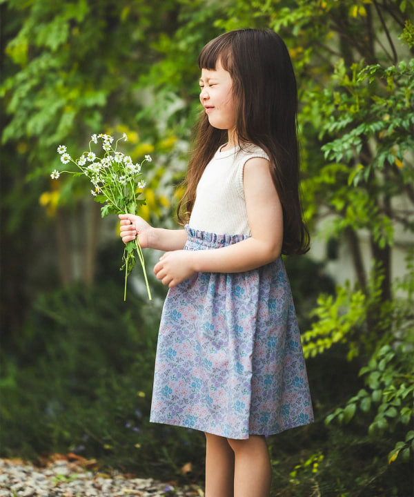 日本童裝 BE#AMS mini 碎花拼接無袖連身裙 90-150cm 女童款 夏季 DRESSES