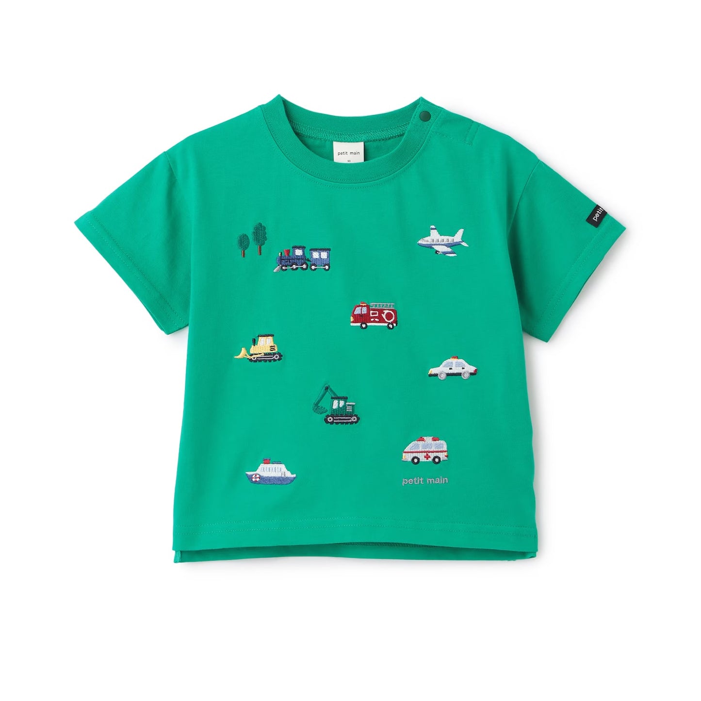 日本童裝 pe#main 接觸冷感 工作車刺繡短袖上衣 80-130cm 男童款 夏季 TOPS