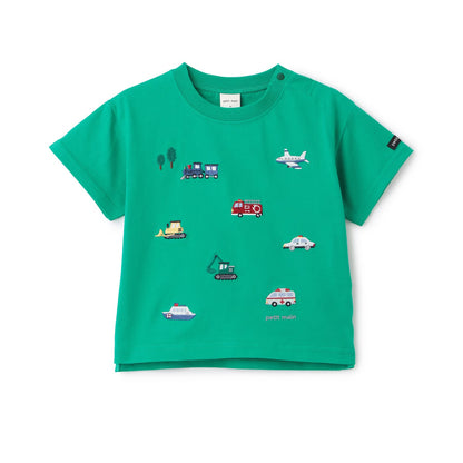 日本童裝 pe#main 接觸冷感 工作車刺繡短袖上衣 80-130cm 男童款 夏季 TOPS