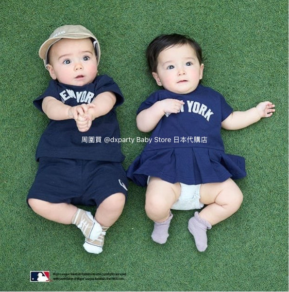 日本童裝 pe#main x MLB 兩件套裝 70-80cm 男童款/女童款 初生嬰兒 夏季 TOPS PANTS