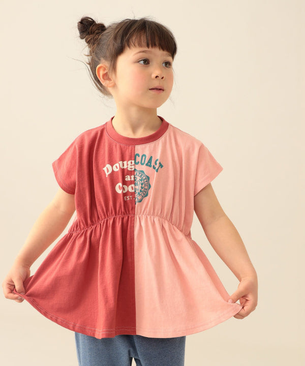 日本童裝 BE#AMS mini 雙拼色收腰上衣 90-140cm 女童款 夏季 TOPS