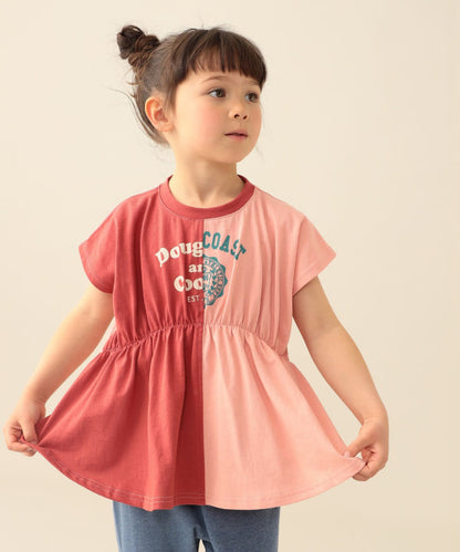 日本童裝 BE#AMS mini 雙拼色收腰上衣 90-140cm 女童款 夏季 TOPS