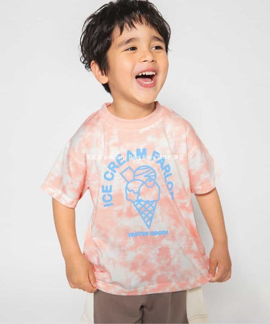 Japanese children's clothing BREEZE tie-dye ice cream top 80-140cm boys/girls summer TOPS 
