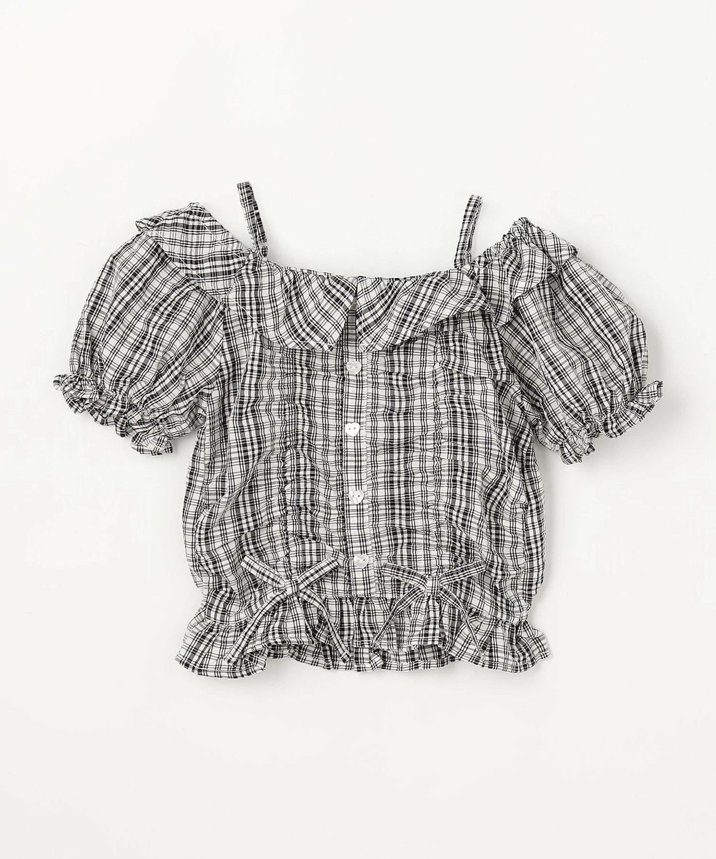 日本童裝 aF#a325 雙向格紋吊帶襯衫 110-160cm 女童款 夏季 TOPS