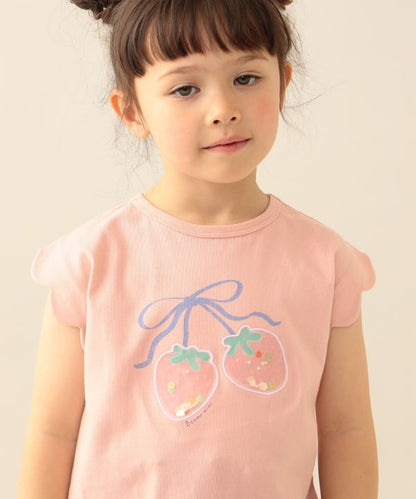 日本童裝 BE#AMS mini 士多啤梨荷葉邊上衣 90-150cm 女童款 夏季 TOPS