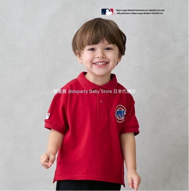 Japanese children's clothing pe#main x MLB logo embroidered polo top 80-130cm boys' summer TOPS 
