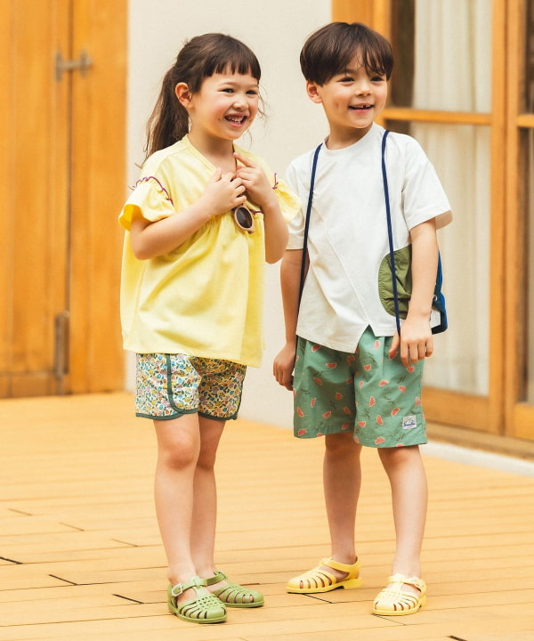 日本童裝 BE#AMS mini 水陸兩用 防水系列 碎花沙灘褲 90-140cm 女童款 PANTS 夏季 夏日玩水泳衣特輯