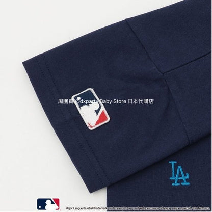 Japanese children's clothing pe#main x MLB logo embroidered short-sleeved top 80-130cm boys/girls summer TOPS 