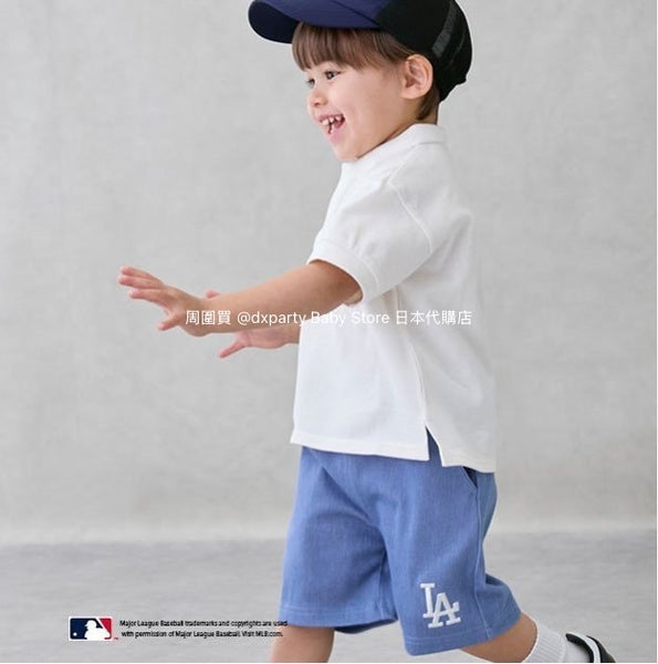 日本童裝 pe#main x MLB logo刺繡短褲 80-130cm 男童款 夏季 PANTS