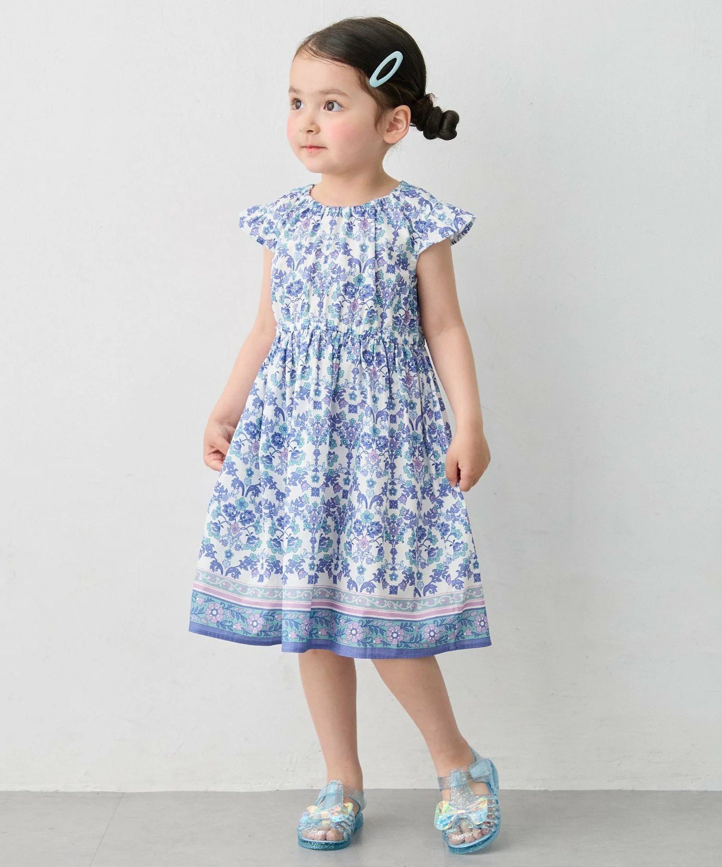 日本童裝 aF#a325 接觸冷感 全印花連身裙 90-140cm 女童款 夏季 DRESSES