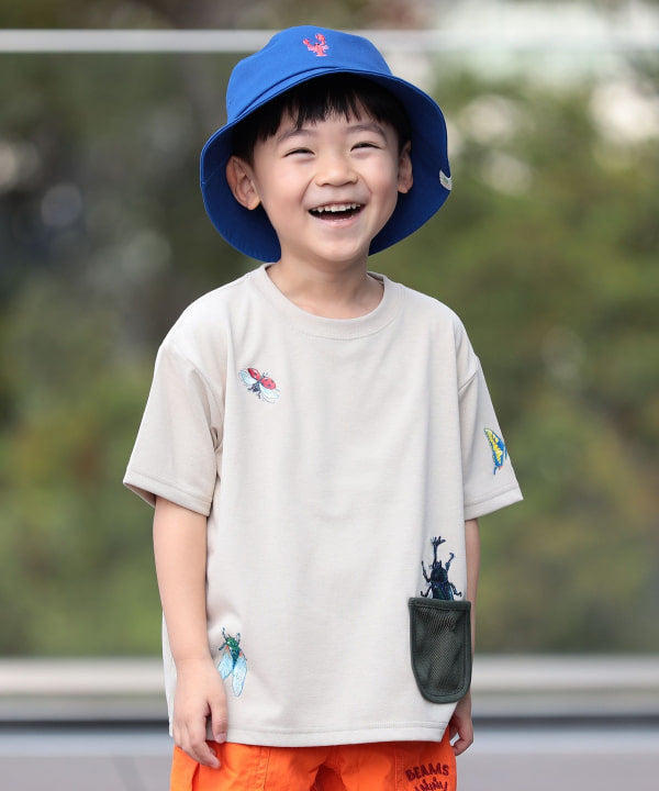 日本童裝 BE#AMS mini 防UV 吸水速乾 網眼口袋蟲蟲印花上衣 90-130cm 男童款 夏季 TOPS