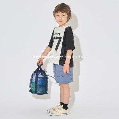 Japanese children's clothing b・R# water-absorbing quick-drying touch cool color-block mesh sports top 100-150cm boys/girls summer TOPS 