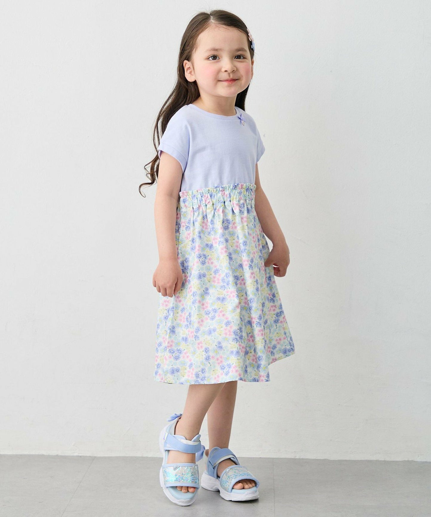 日本童裝 aF#a325 接觸冷感 拼接連身裙 90-150cm 女童款 夏季 DRESSES