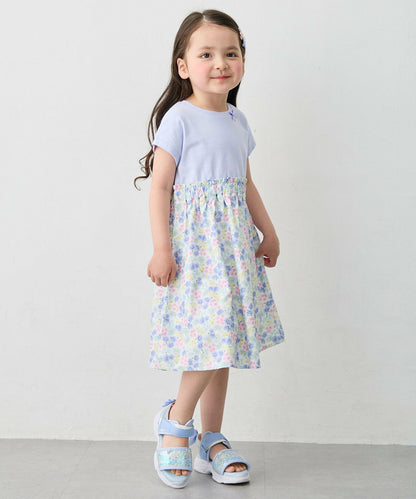 日本童裝 aF#a325 接觸冷感 拼接連身裙 90-150cm 女童款 夏季 DRESSES