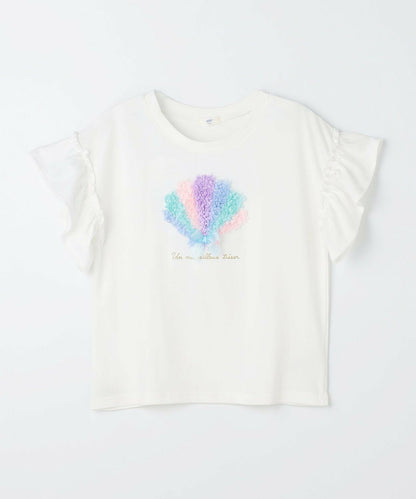 日本童裝 aF#a325 接觸冷感 毛毛印花上衣 90-150cm 女童款 夏季 TOPS