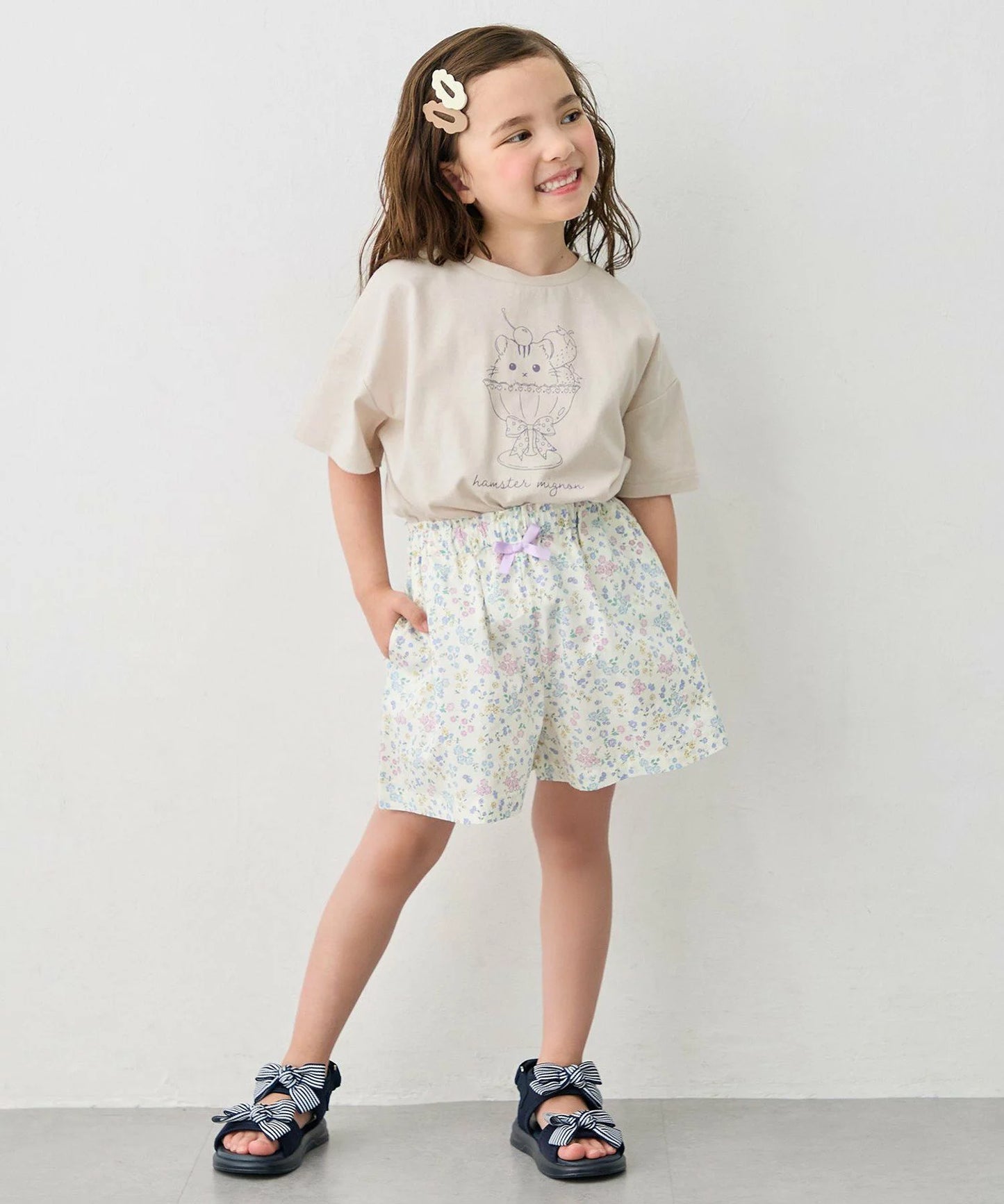 日本童裝 aF#a325 接觸冷感 印花短袖上衣 90-150cm 女童款 夏季 TOPS