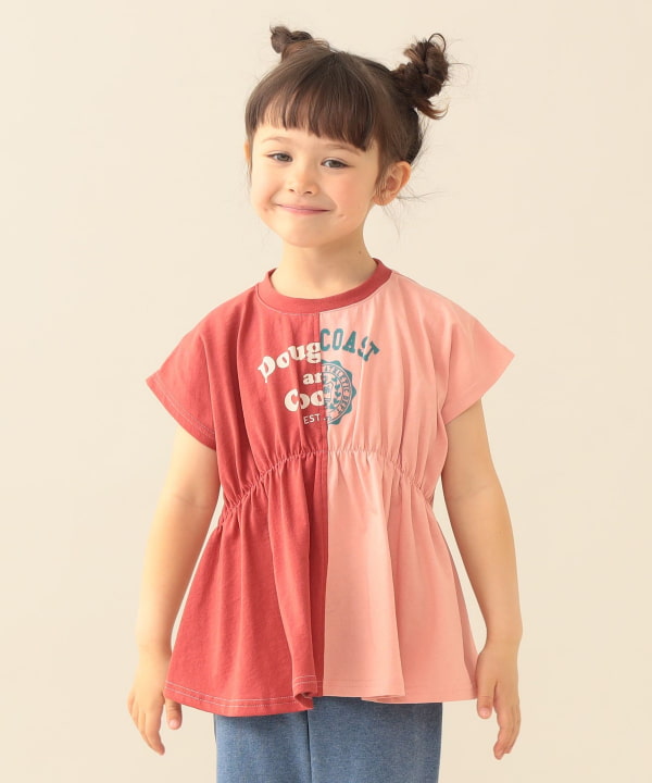 日本童裝 BE#AMS mini 雙拼色收腰上衣 90-140cm 女童款 夏季 TOPS