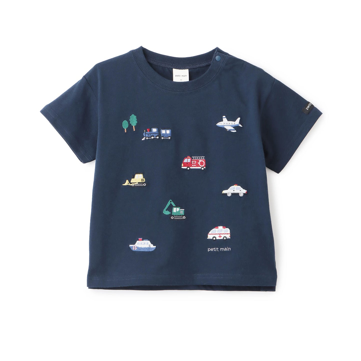 日本童裝 pe#main 接觸冷感 工作車刺繡短袖上衣 80-130cm 男童款 夏季 TOPS