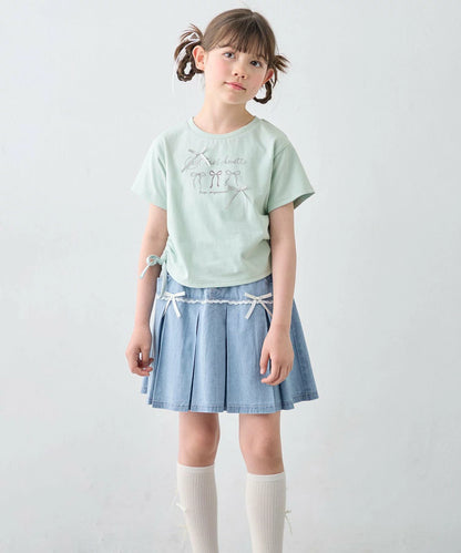 日本童裝 aF#a325 抽繩印花短上衣 110-160cm 女童款 夏季 TOPS