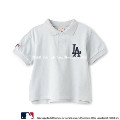 Japanese children's clothing pe#main x MLB logo embroidered polo top 80-130cm boys' summer TOPS 