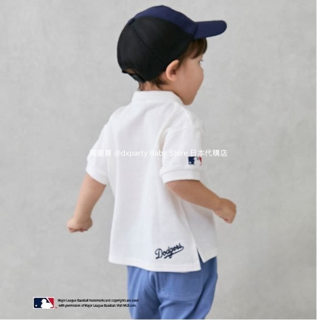 Japanese children's clothing pe#main x MLB logo embroidered polo top 80-130cm boys' summer TOPS 