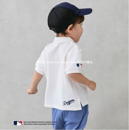 Japanese children's clothing pe#main x MLB logo embroidered polo top 80-130cm boys' summer TOPS 
