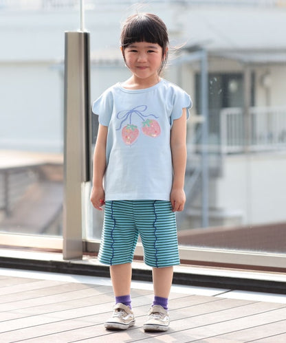 日本童裝 BE#AMS mini 士多啤梨荷葉邊上衣 90-150cm 女童款 夏季 TOPS