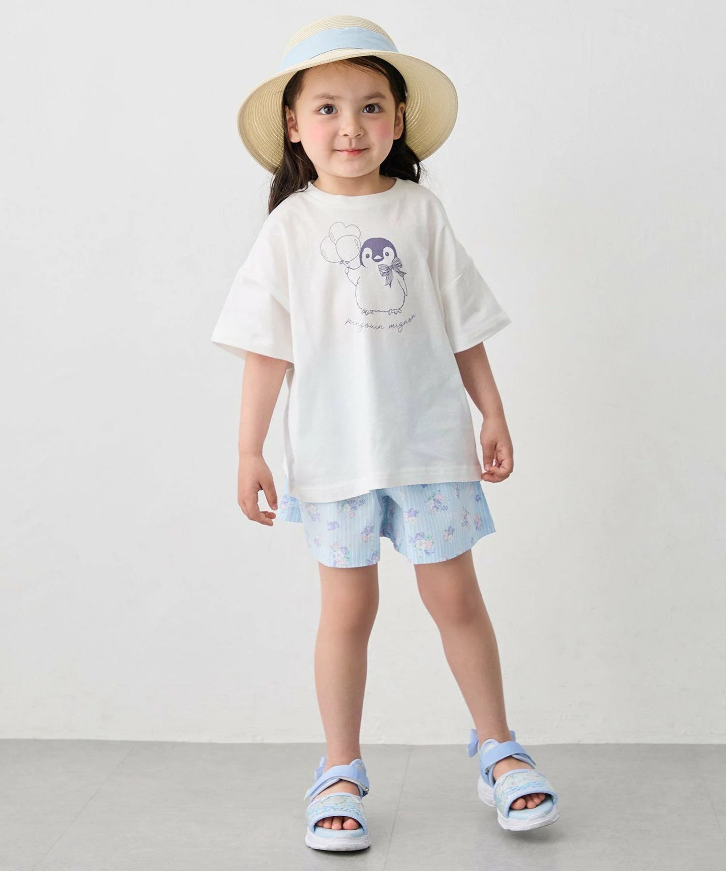 日本童裝 aF#a325 接觸冷感 印花短袖上衣 90-150cm 女童款 夏季 TOPS