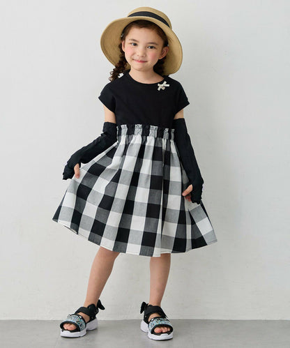日本童裝 aF#a325 接觸冷感 拼接連身裙 90-150cm 女童款 夏季 DRESSES
