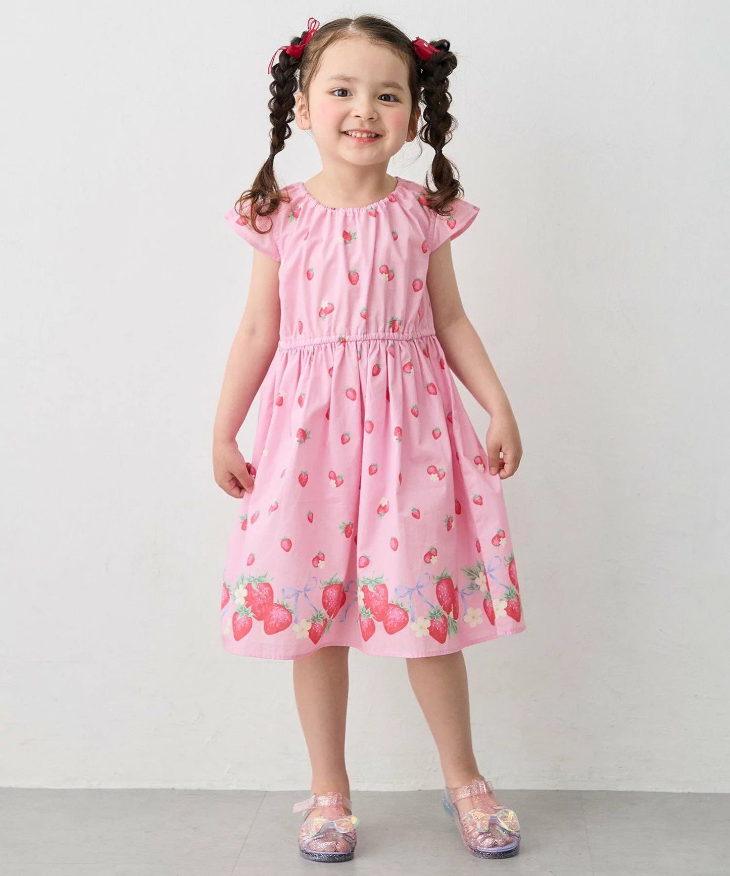 日本童裝 aF#a325 接觸冷感 全印花連身裙 90-140cm 女童款 夏季 DRESSES