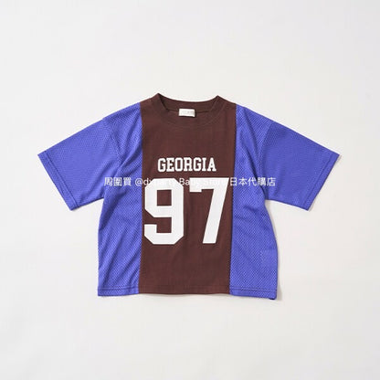 Japanese children's clothing b・R# water-absorbing quick-drying touch cool color-block mesh sports top 100-150cm boys/girls summer TOPS 