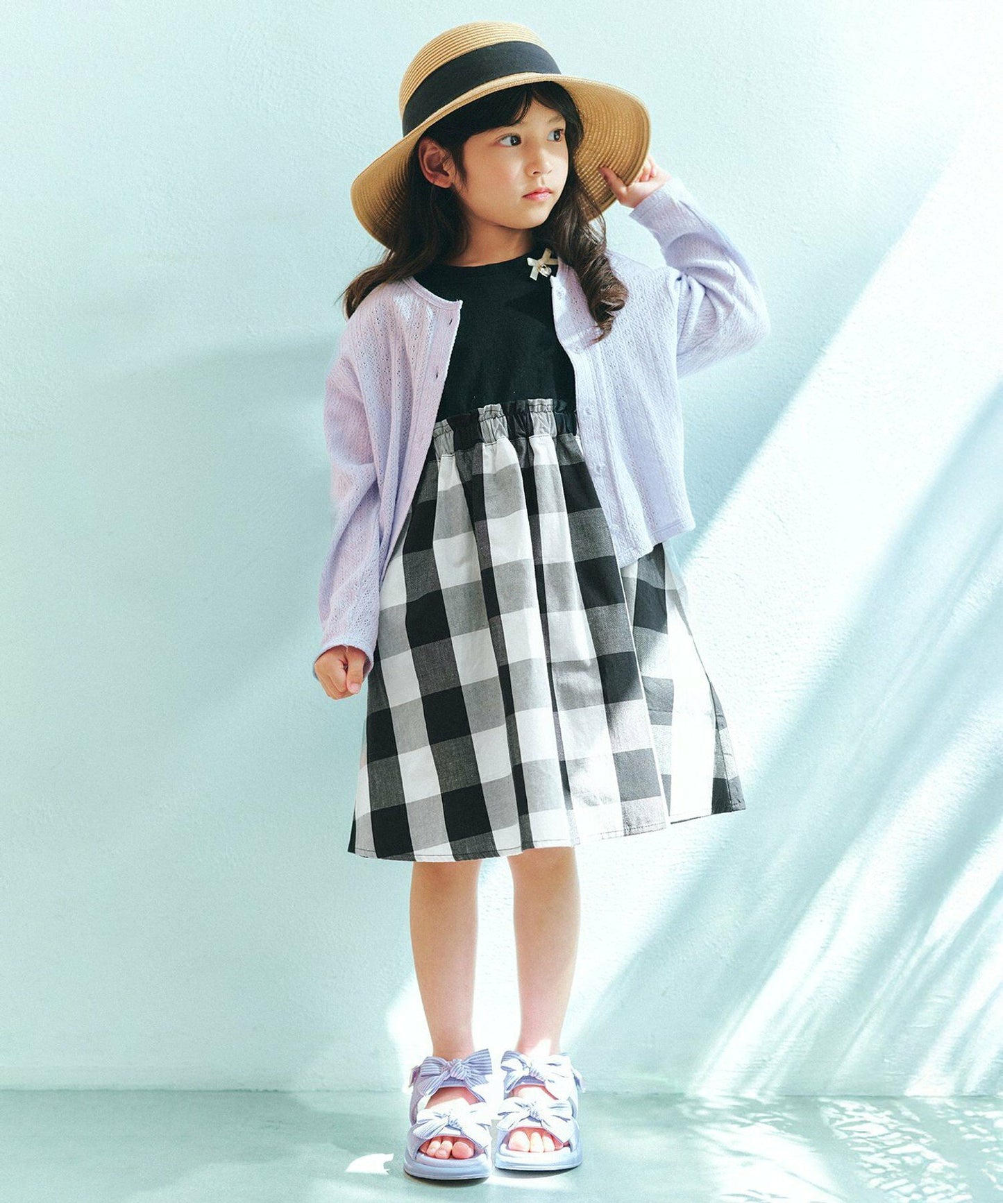 日本童裝 aF#a325 接觸冷感 拼接連身裙 90-150cm 女童款 夏季 DRESSES