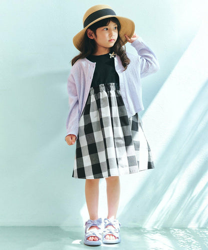 日本童裝 aF#a325 接觸冷感 拼接連身裙 90-150cm 女童款 夏季 DRESSES
