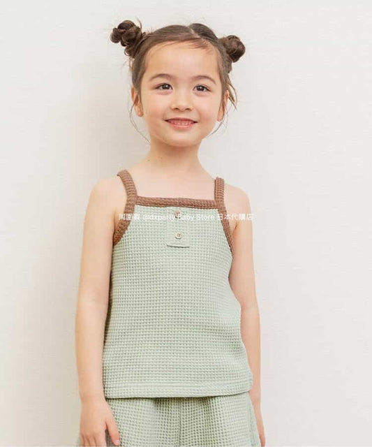 Japanese children's clothing BREEZE waffle camisole top 80-140cm girls summer TOPS 