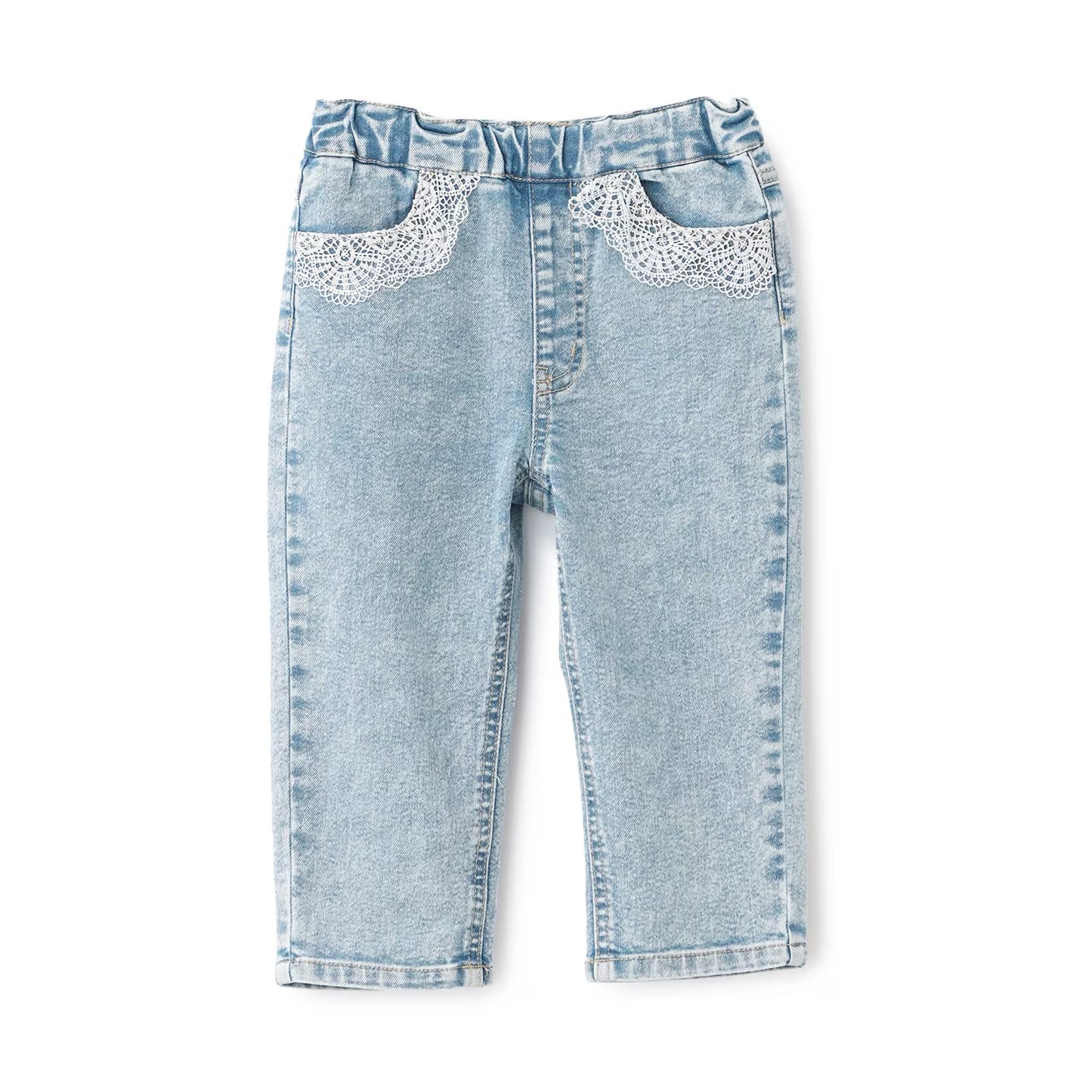 日本童裝 pe#main 蕾絲口袋牛仔長褲 80-130cm 女童款 夏季 PANTS