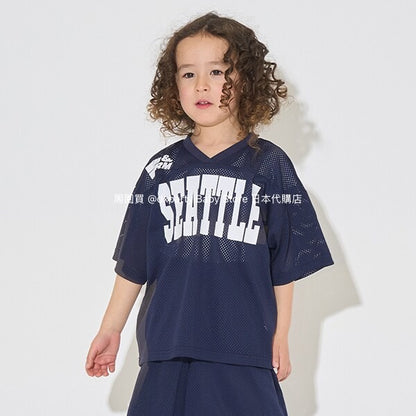 Japanese children's clothing b・R# V-neck mesh sports top 100-150cm boys/girls summer TOPS 