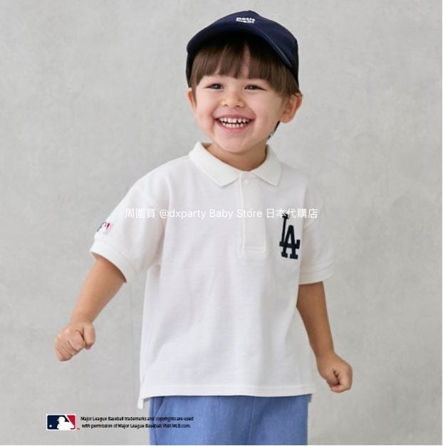 Japanese children's clothing pe#main x MLB logo embroidered polo top 80-130cm boys' summer TOPS 
