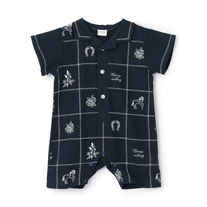 日本童裝 pe#main 印度棉圖案刺繡連衣 70-80cm 男童款 初生嬰兒 夏季 Jumpsuit