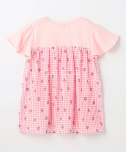 Japanese children's clothing aF#a325 spliced elegant top 90-160cm girls summer TOPS 