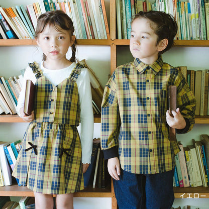 日本童裝 Branshes 格紋上衣兩件套裝 80-150cm 女童款 冬季 TOPS