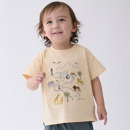 日本童裝 pe#main 野生動物園刺繡短袖上衣 80-130cm 男童款 初生嬰兒 夏季 TOPS