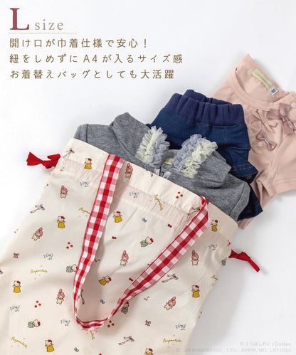 日本童裝 panpantutu x Sanrio x くらはしれい  可繡名 抽繩袋 M-L 包系列 其他品牌