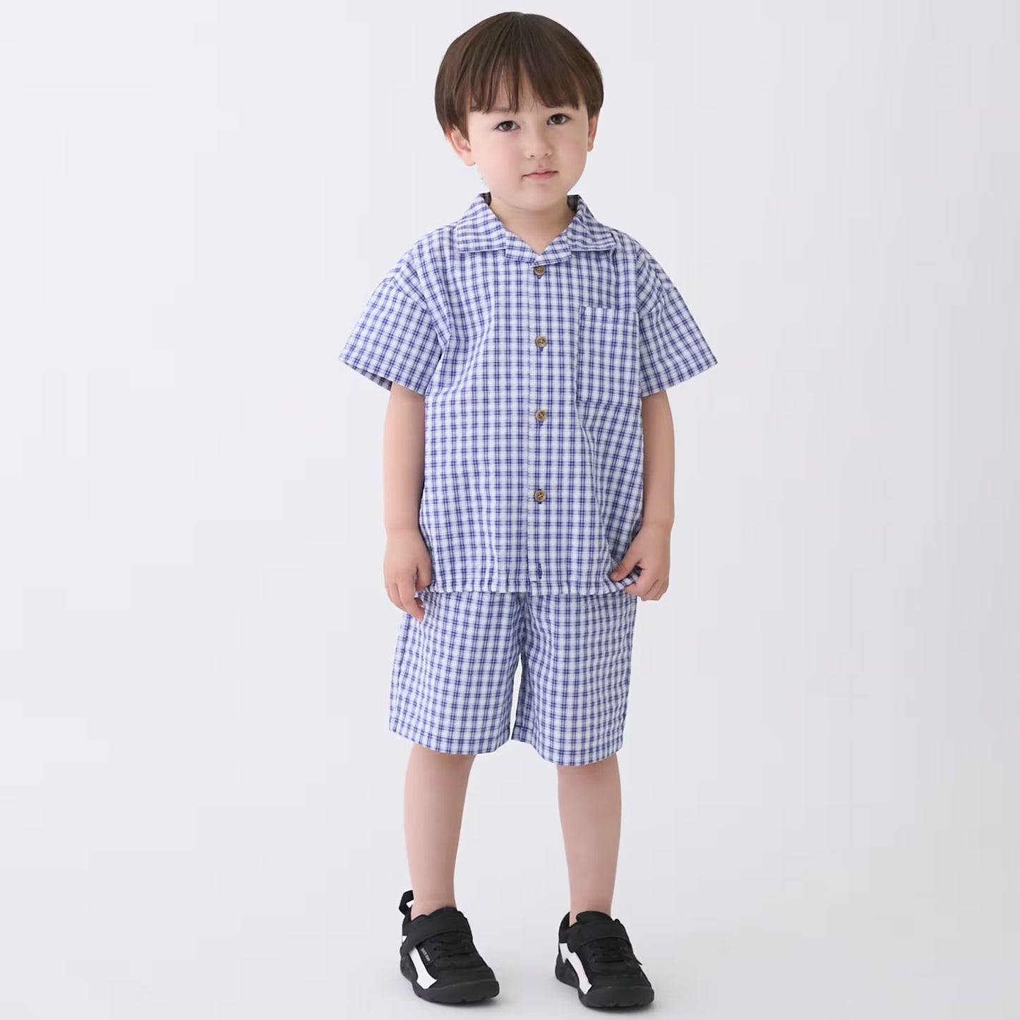 日本童裝 pe#main 格子布帛兩件套裝 80-130cm 男童款 夏季 TOPS PANTS