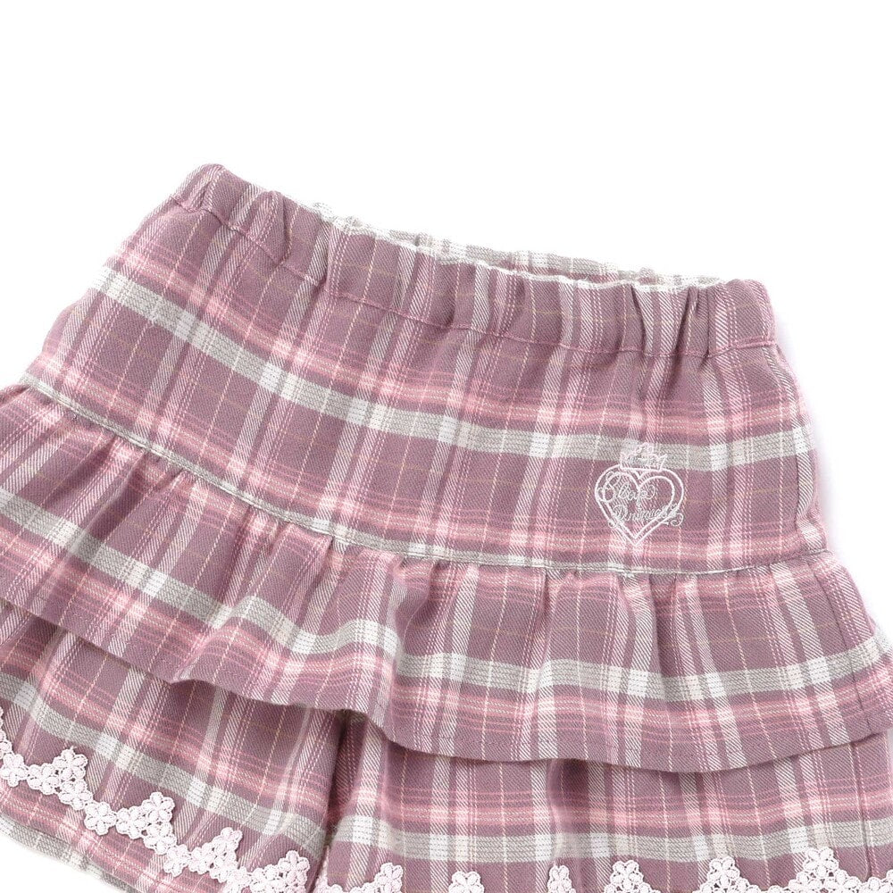 日本童裝  SLAP SLIP 【スラプリ】荷葉邊格紋裙褲 90-130cm 女童款 冬季 PANTS