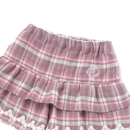 日本童裝  SLAP SLIP 【スラプリ】荷葉邊格紋裙褲 90-130cm 女童款 冬季 PANTS