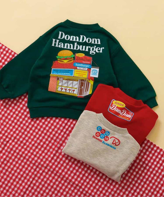 日本童裝 apres les cours x DomDom漢堡 印花衛衣 80-130cm 男童款/女童款 冬季 TOPS 聖誕紅/新年紅