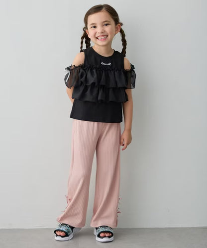 日本童裝 aF#a325 接觸冷感 3Way 露肩薄紗上衣 110-150cm 女童款 夏季 TOPS