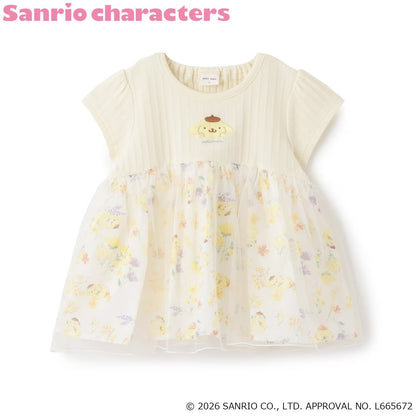 日本童裝 pe#main x 【Sanrio】刺繡拼紗上衣 80-130cm 女童款 夏季 TOPS