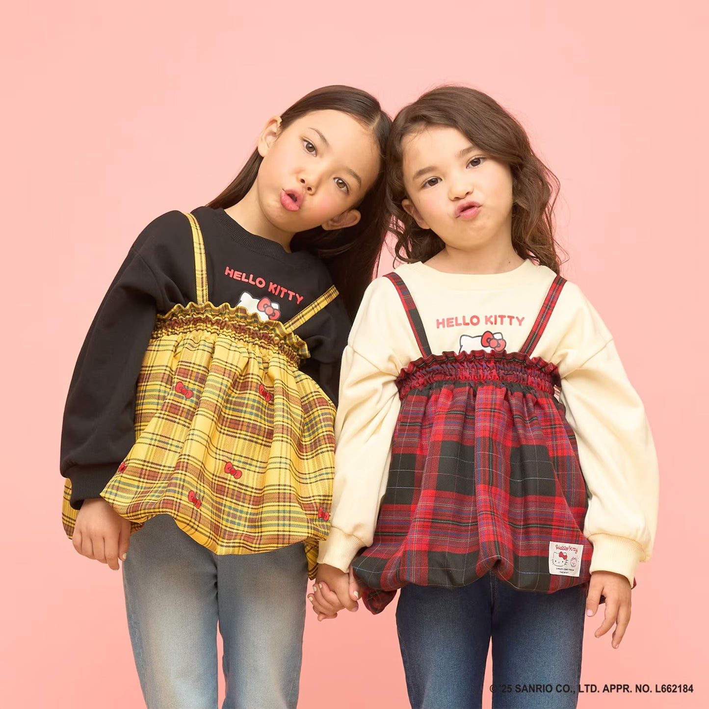 日本童裝 Ly# mine x Sanrio 速乾系列 2Way 前後兩著 Hello Kitty 3D絲帶衛衣 100-140cm 女童款 冬季 TOPS
