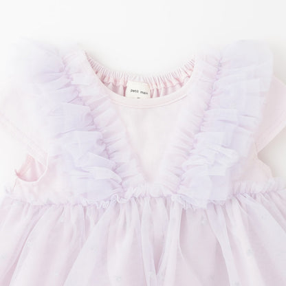 日本童裝 pe#main 假兩件薄紗拼接上衣 80-130cm 女童款 夏季 TOPS
